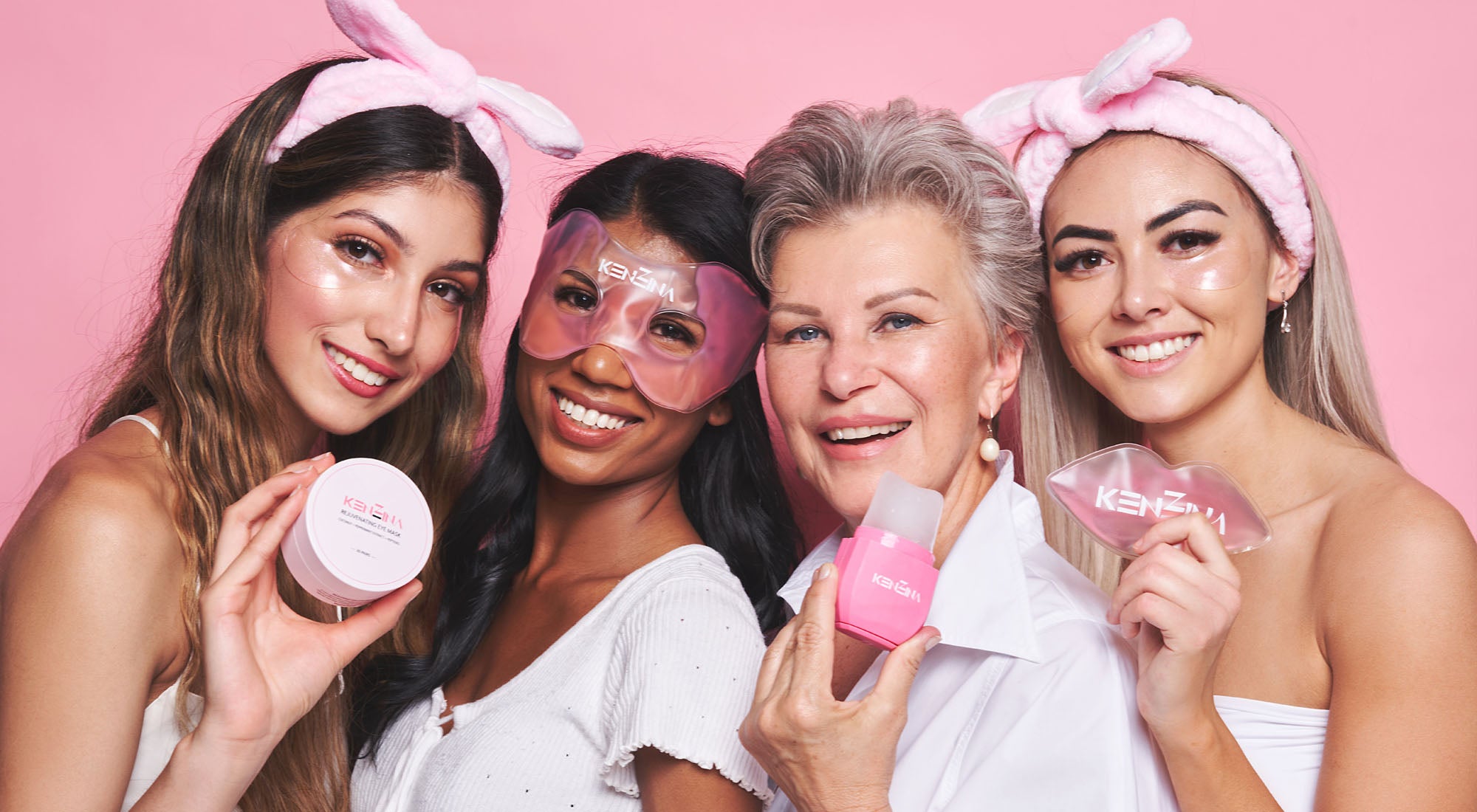 four women of varying ages showing off Kenzina products