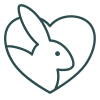 Outline of a rabbit inside a heart shape