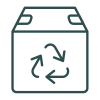 Icon of a box with recycling arrows, representing waste management or recycling.