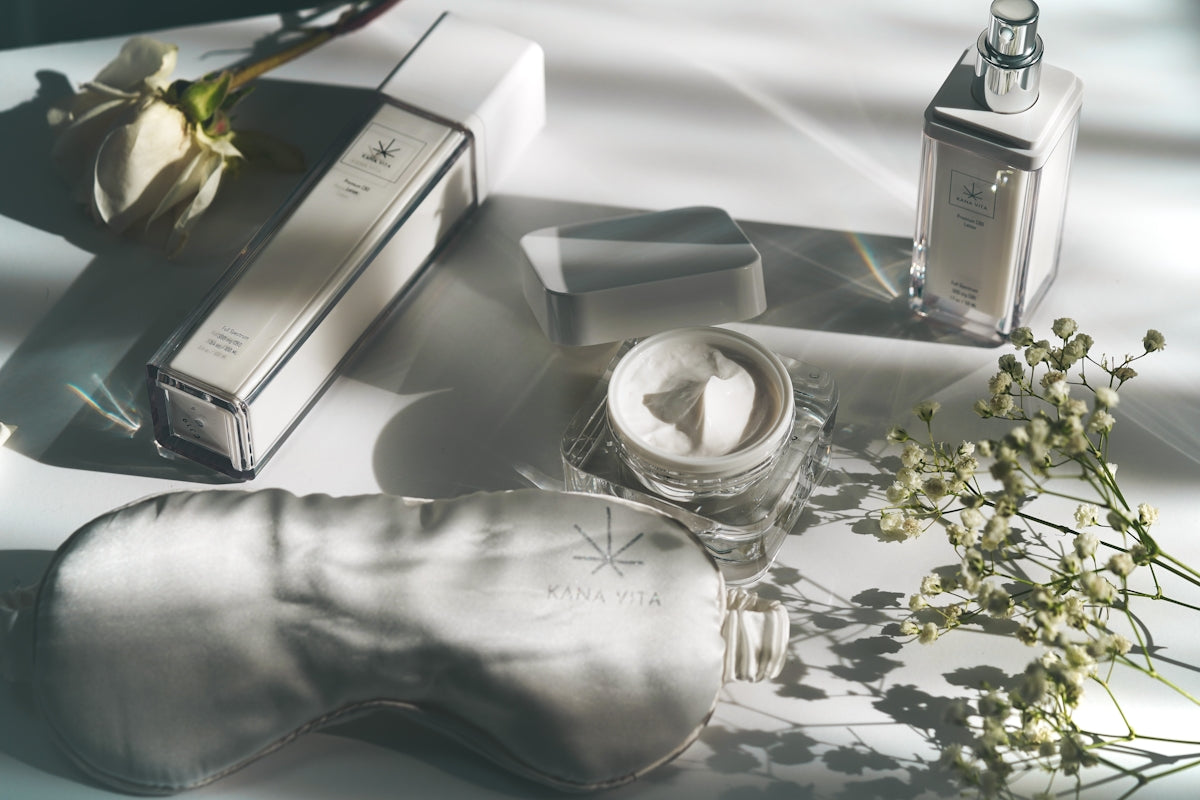 white labeled bottle and sleeping mask