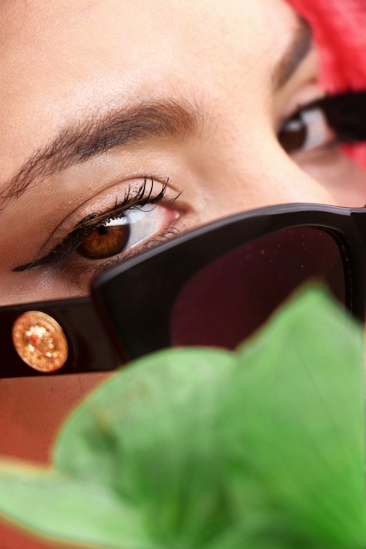 person wearing black framed sunglasses