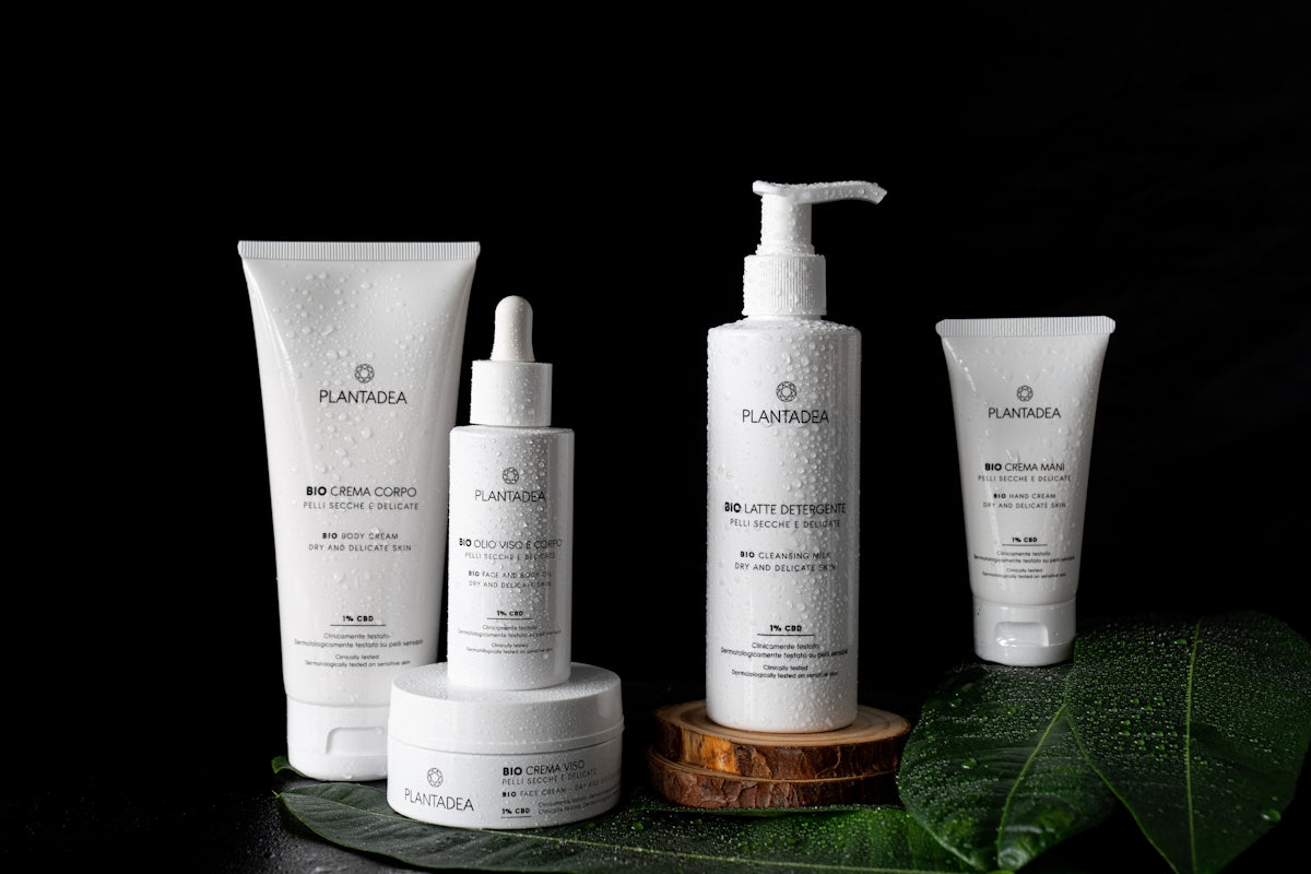 a group of white bottles