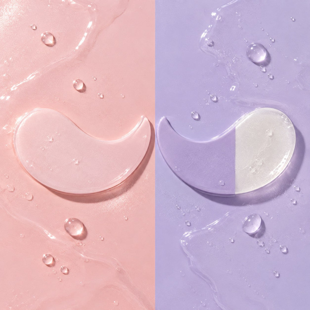 One pink AM mask next to one half-lilac PM mask