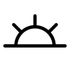 Simple black line drawing of a sun with a horizontal bar